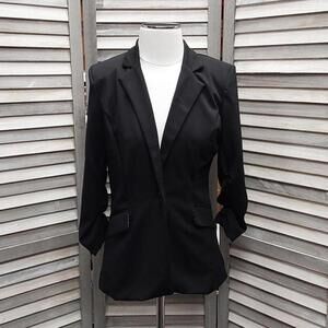 Womens Crepe Ruched One-Button Blazer | NY Collection | Medium